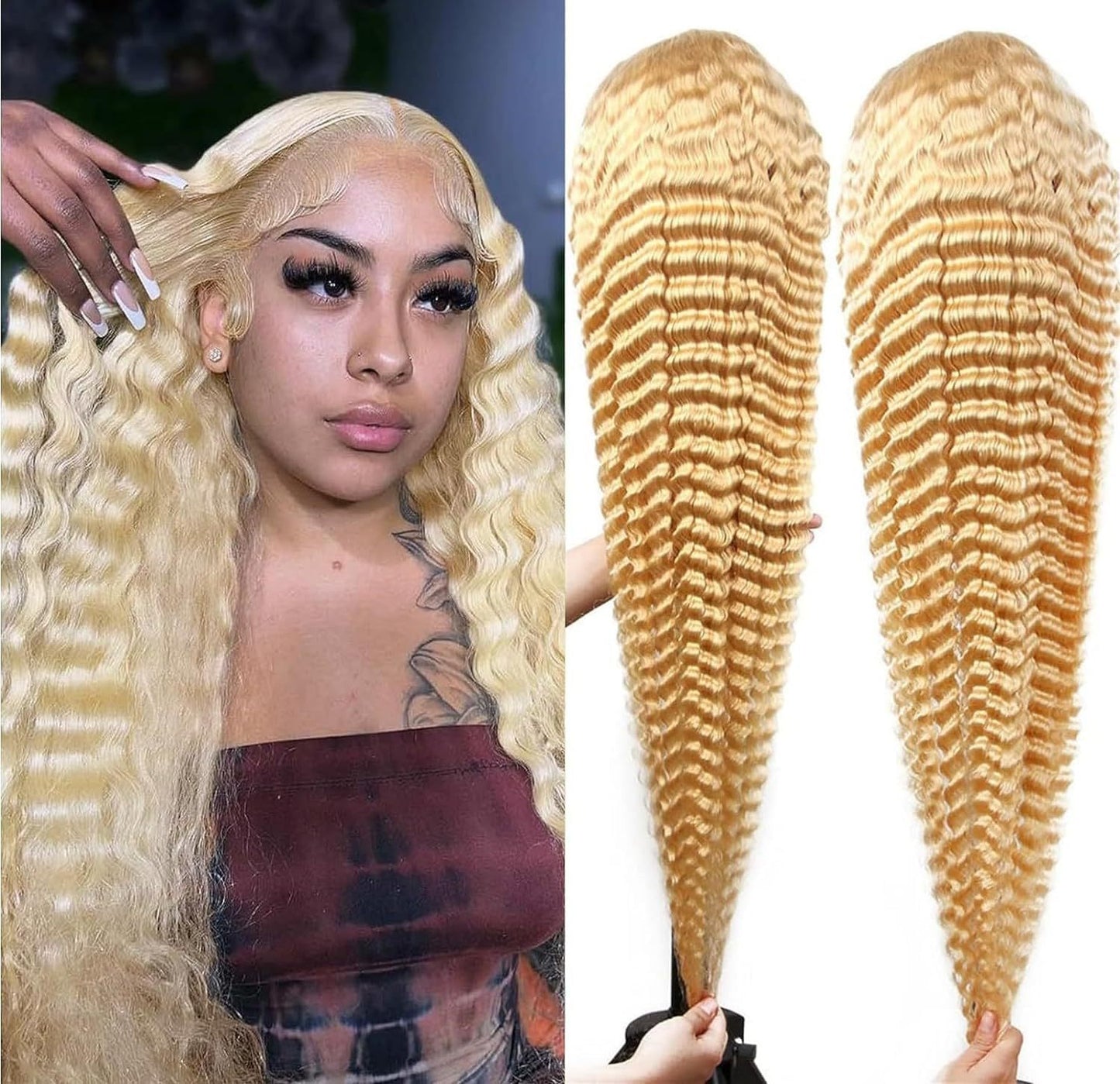 Golden Blonde Curly Lace Front Wig