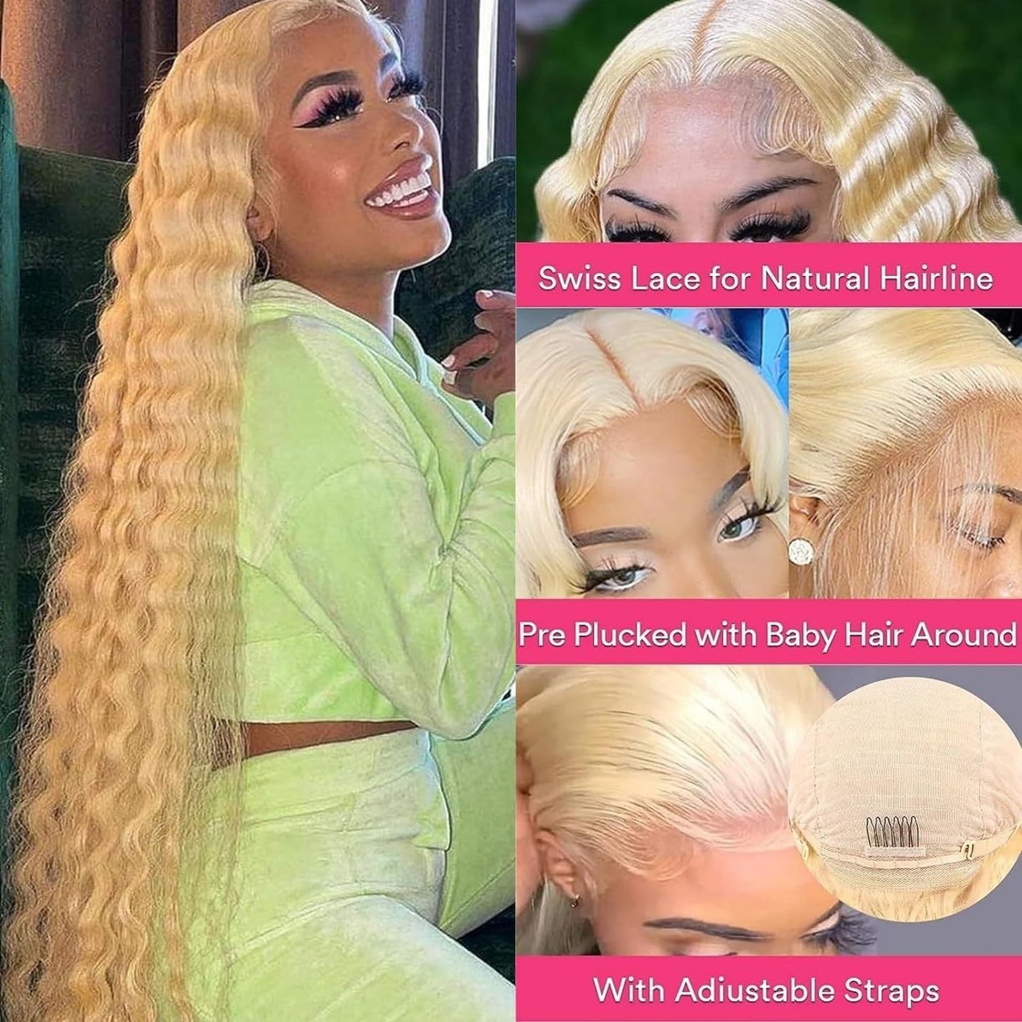 Golden Blonde Curly Lace Front Wig