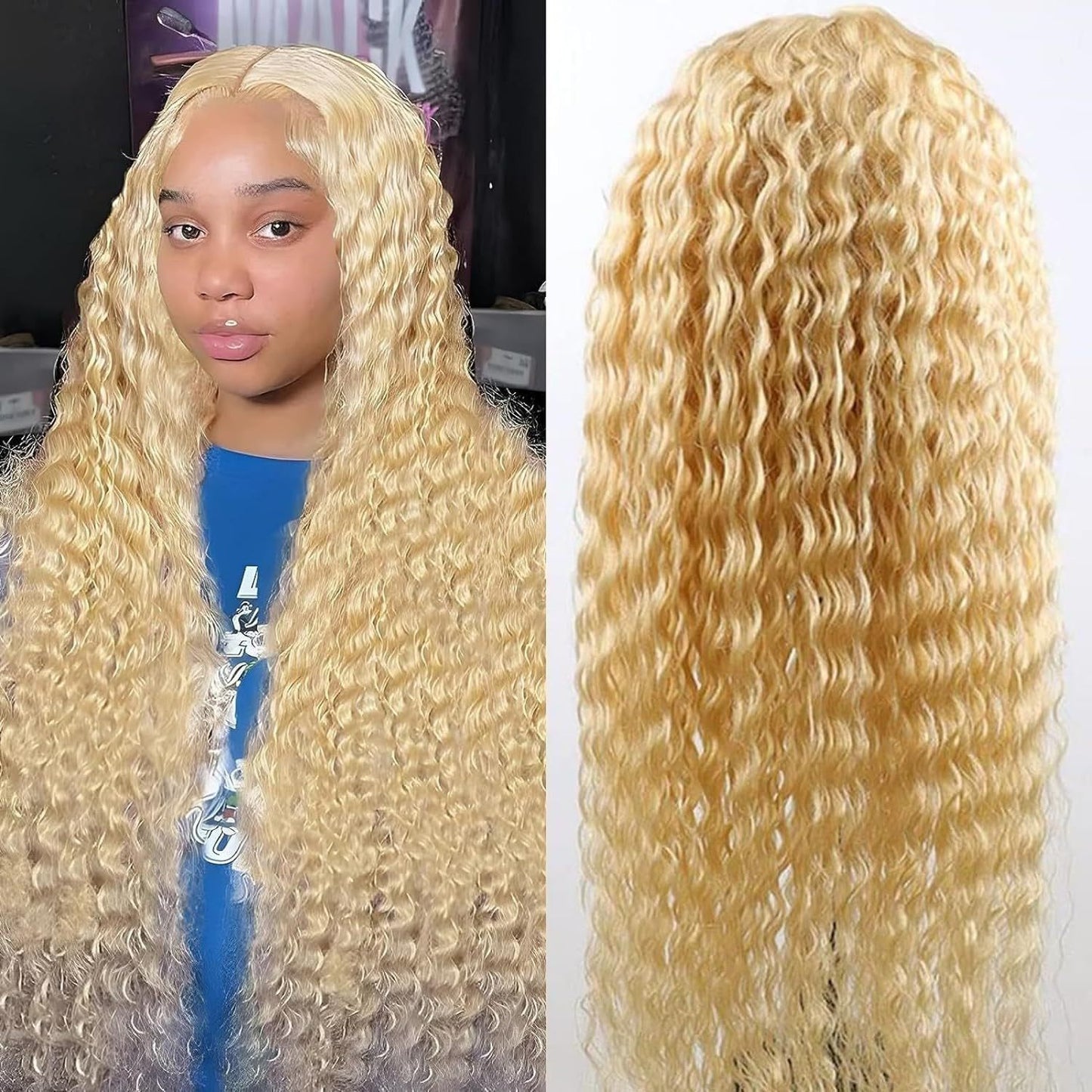 Golden Blonde Curly Lace Front Wig